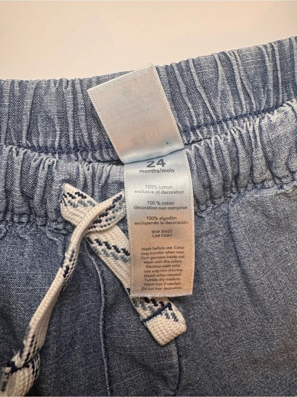 Carter’s Baby Boy 24M Chambray Blue Pull-On Shorts Drawstring